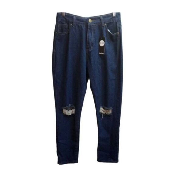 Boohoo High Rise Distressed Straight Leg Jeans Size 8 - Picture 1 of 11